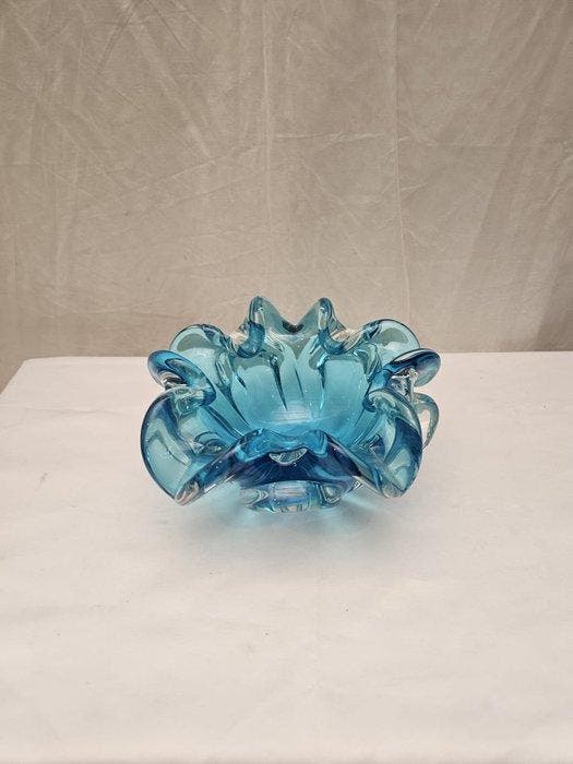 Schaal - Vintage Murano Turquoise & Helder (Jaren 60) -, Antiquités & Art, Curiosités & Brocante