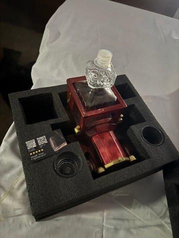 Karaf - Retro auto-dekanter - Hout, Glas, Metaal