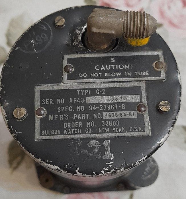Bulova Verticale-snelheidsmeter voor militaire vliegtuigen., Antiek en Kunst, Antiek | Wandborden en Tegels