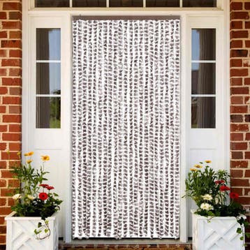 vidaXL Vliegengordijn 90x220 cm chenille taupe en wit, Verzenden