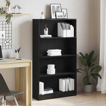 vidaXL Boekenkast 4-laags 80x24x143 cm spaanplaat zwart, Verzenden