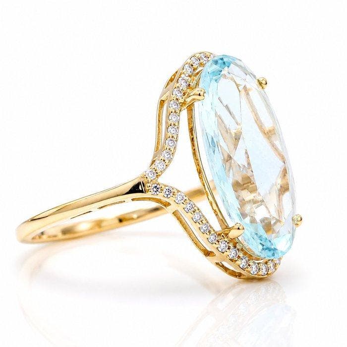 Zonder minimumprijs - Ring - 14 karaat Geel goud - 5.10ct., Handtassen en Accessoires, Ringen