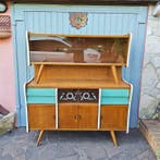 Credenza - Hout, Glas - Keukenkast sideboard in de stijl van, Antiek en Kunst