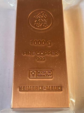 1 kilogram - Koper .999 - Heimerle + Meule, Germany -