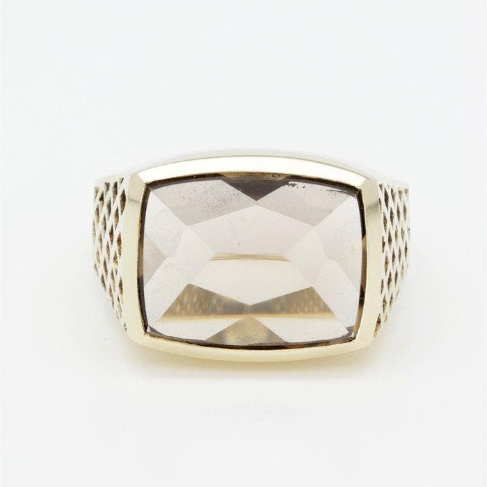 Ring - 14 karaat Geel goud - Kwarts, Handtassen en Accessoires, Ringen