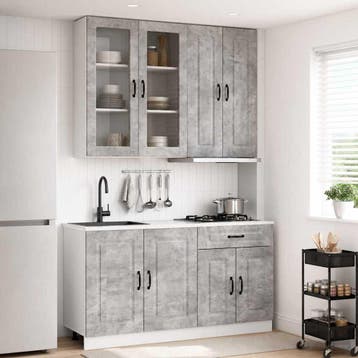 vidaXL Keukenblok KALMAR 4 st Betongrijs Bewerkt hout, Huis en Inrichting, Kasten | Overige, Verzenden, Nieuw