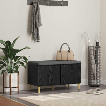 vidaXL Hallenbank Zwarte Eik 80 x 38 x 46 cm Geengineerd, Verzenden