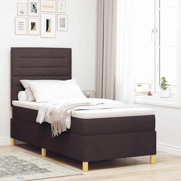 vidaXL LED Box Spring Bed met hoofdeinde Donkerbruin 100 x, Verzenden