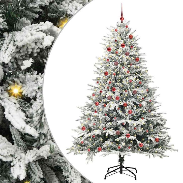 vidaXL Kunstmatige Voorverlichte Kerstboom met Ballenset, Divers, Noël, Envoi
