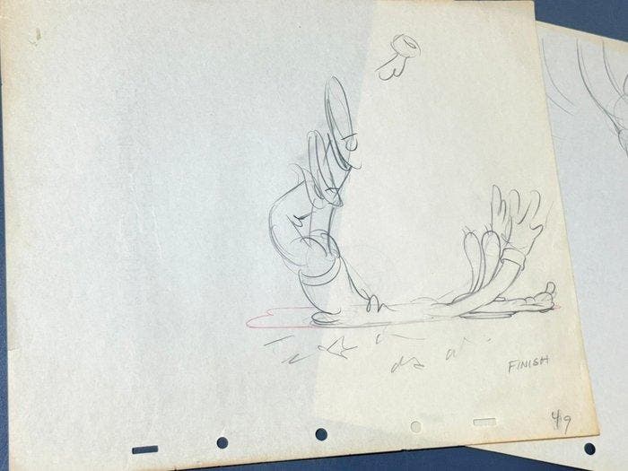 Walt Disney - 2 × dessins de production vintage de Goofy, Verzamelen, Disney