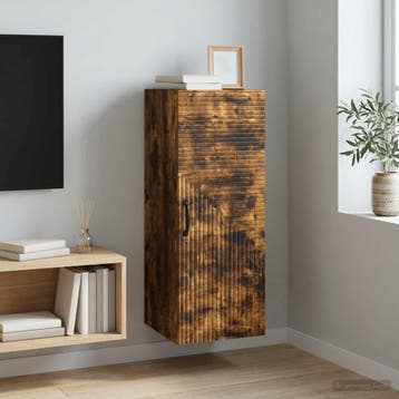 vidaXL Wandkast Gerookt eiken 33 x 34,5 x 90 cm Bewerkt hout, Verzenden, Nieuw