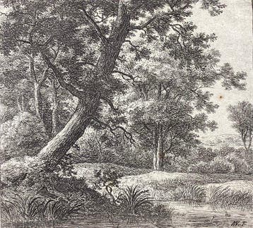 Anthonie Waterloo (c.1610-1690) - Grande albero ai margini