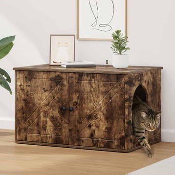 vidaXL Kattenhuis Gerookt eiken 85 x 55 x 50,5 cm Bewerkt, Verzenden