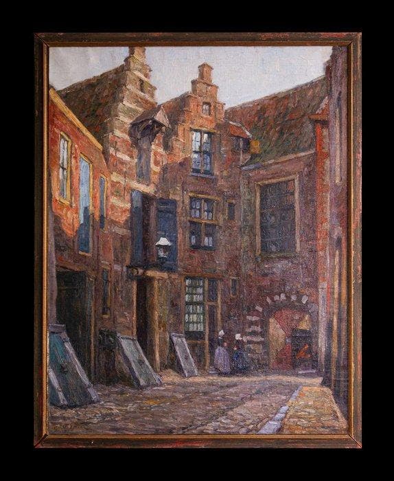 Oswald Poreau (1877-1955) - Rue de Bruges, Antiquités & Art, Art | Peinture | Classique
