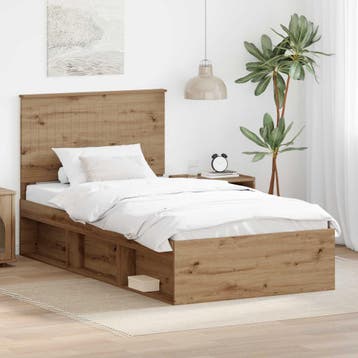 vidaXL Bedframe Ambachtelijk Eiken 100 x 200 cm Massief, Verzenden