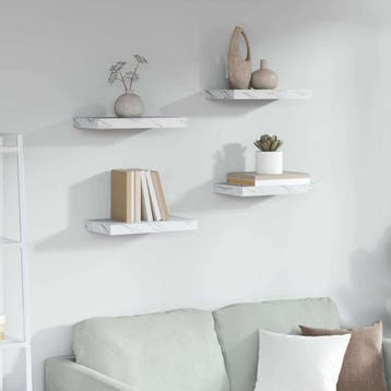 vidaXL Wandplank 4 st Wit Marmer 40 x 23,5 x 3,8 cm Bewerkt, Verzenden, Nieuw