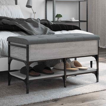 vidaXL Schoenenbank 82x42x45 cm bewerkt hout grijs sonoma, Verzenden