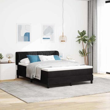 vidaXL Boxspring bed met hoofdeinde Zwart 140 x 190 cm, Verzenden
