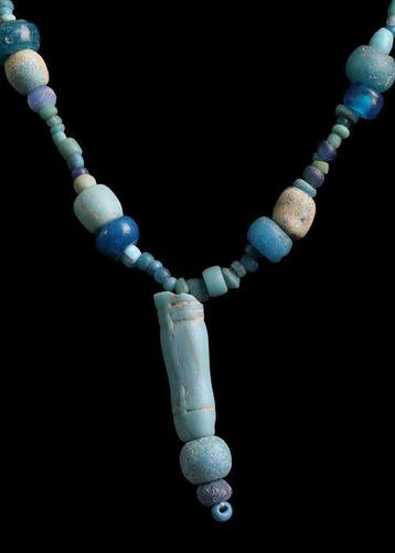 Oud-Romeins Lichtblauw glas Kralenketting (Zonder, Antiek en Kunst