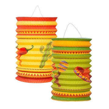 Mexicaanse Lampionnen Fiesta 16cm 2st, Verzenden