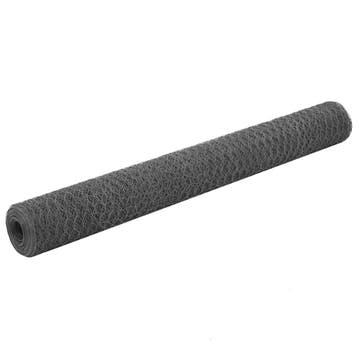 vidaXL Kippengaas 25x1,2 m staal met PVC coating grijs, Tuin en Terras, Verzenden, Nieuw