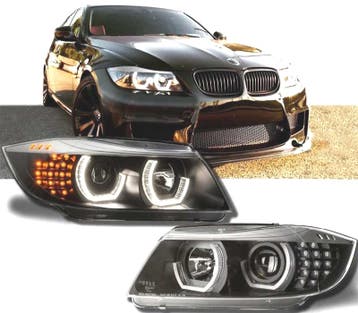 PHARES BMW E90 E91 05-08 ANGEL EYES LED 3D FOND NOIR, Verzenden, Neuf