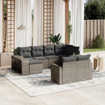 vidaXL 10-delige Loungeset met kussens poly rattan grijs, Verzenden, Nieuw
