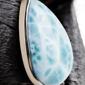 Extra kwaliteit Larimar cabochon - Zilver 925 -