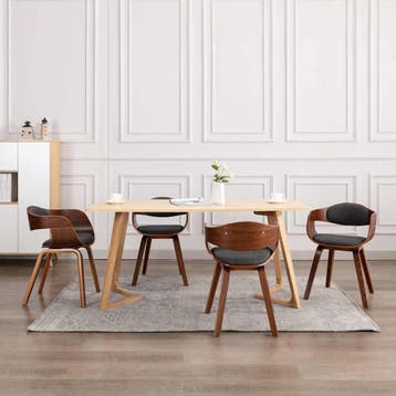 vidaXL Eetkamerstoelen 6 st gebogen hout en stof grijs, Verzenden, Nieuw