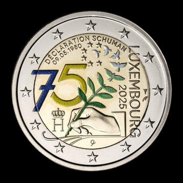 Luxemburg. 2 Euro 2025 Schuman Declaration (Zonder