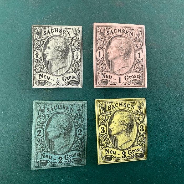 Saksen 1855 - Volledige emissie - MH - Michel 8/11, Postzegels en Munten, Postzegels | Europa | Duitsland