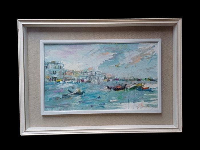 Bruno De Cerce (1916-2000) - Gondole nel Canal Grande a, Antiquités & Art, Art | Peinture | Classique