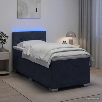 vidaXL Boxspringbed met matras en LED Donkergrijs Enkel, Huis en Inrichting, Slaapkamer | Bedden, Verzenden, Nieuw
