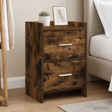 vidaXL Nachttafels Gerookt eiken 40 x 30 x 60 cm Bewerkt, Verzenden, Nieuw