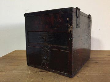 Antique Japanese Wooden Traveling Document & Calligraphy Box