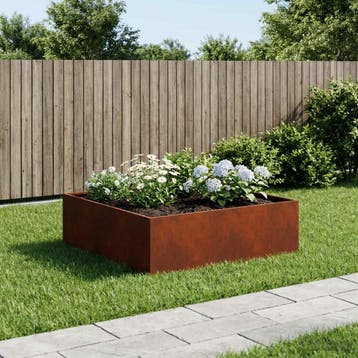 vidaXL Plantenbak Roestkleurig 100 x 100 x 30 cm weervast, Verzenden, Nieuw