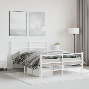 vidaXL Bedframe met hoofd- en voeteneinde metaal wit 140x200, Huis en Inrichting, Verzenden, Nieuw