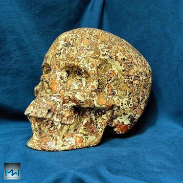 8 Énorme crâne humain, sculpté à la main en jade chinois