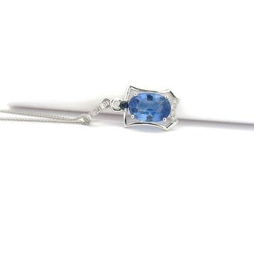Collier avec pendentif - 14 carats Or blanc - 1.04ct. tw.