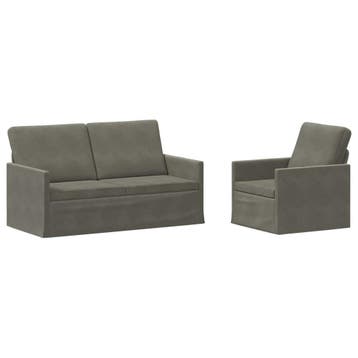 vidaXL bank / zetelstel 2 pcs Lichtgrijs Corduroy stof, Verzenden