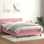 vidaXL Boxspring met matras en LED fluweel roze 160x220 cm, Verzenden, Nieuw