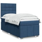 vidaXL Boxspring met matras stof blauw 90x200 cm, Verzenden, Nieuw