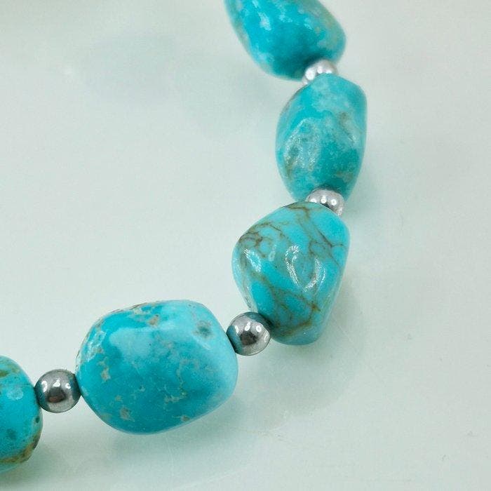 Turquoise - Zilver - Armband - TURCHESE AMERICANO, Antiquités & Art, Curiosités & Brocante