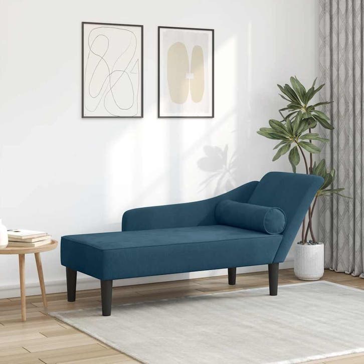 vidaXL Chaise longue met kussens fluweel blauw, Huis en Inrichting, Zetels | Zetels en Chaises Longues, Nieuw, Verzenden