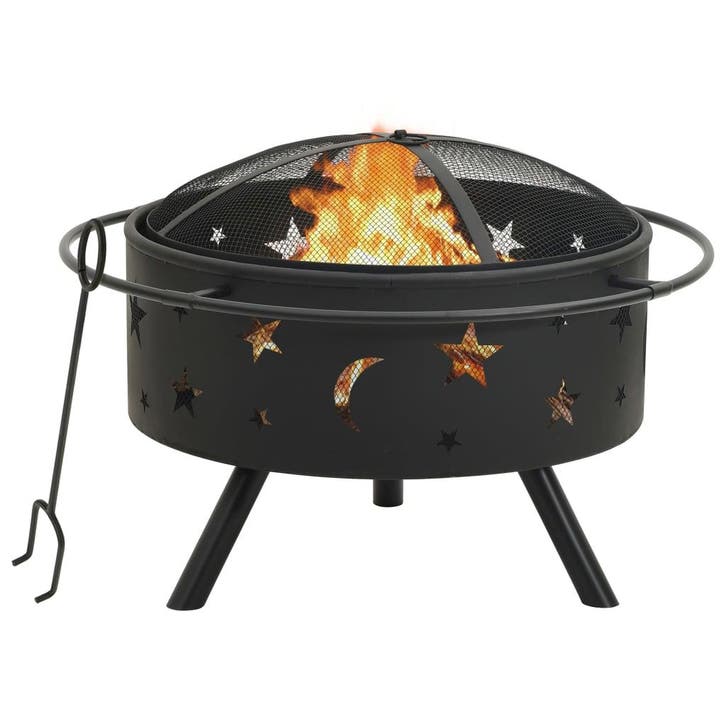 vidaXL Vuurplaats met pook XXL 76 cm staal, Huis en Inrichting, Haarden, Nieuw, Verzenden