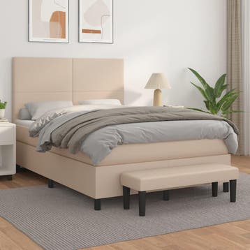 vidaXL Boxspring met matras kunstleer cappuccinokleurig, Verzenden