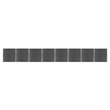 vidaXL Schuttingpanelenset 1391x186 cm HKC zwart, Verzenden, Nieuw