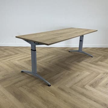 verstelbaar bureau 200x80 cm, natuur eiken - grijs, In hoogte verstelbaar, Gebruikt
