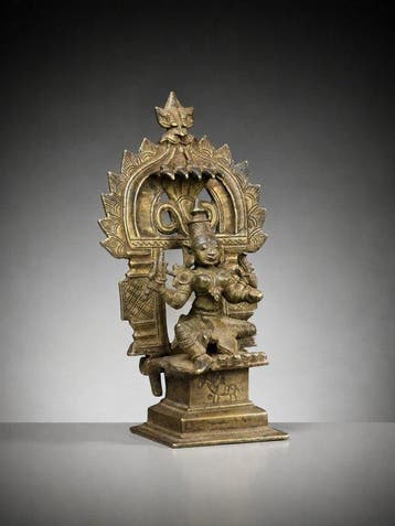 Beeldje van de godin Durga uit de regio Karnataka - Brons -, Antiek en Kunst