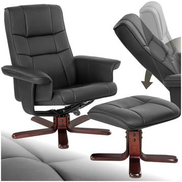 TV-fauteuil met krukje model I - zwart/bruin, Verzenden